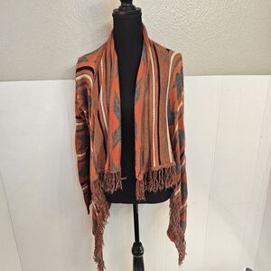 Say What Women's Cardigan Sweater Open Front One Size Aztec Western Orange U430